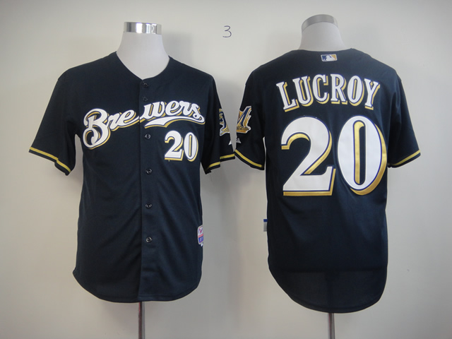 Men Milwaukee Brewers #20 Lucroy Blue MLB Jerseys1